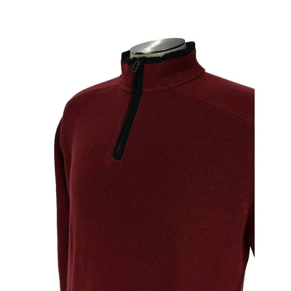 Orvis Signature 1/4 Zip Sweater M Red Cotton Pullover Fishing Mens‎